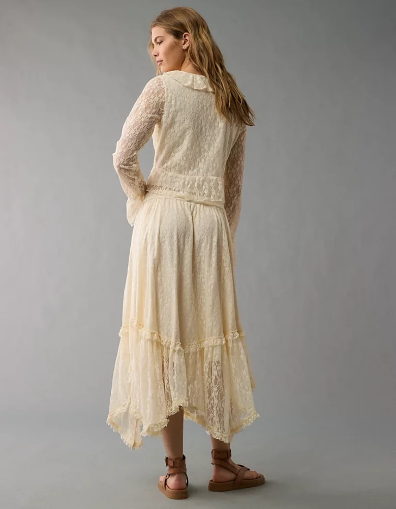 AE Lace Handkerchief Hem Maxi Skirt