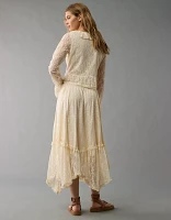 AE Lace Handkerchief Hem Maxi Skirt