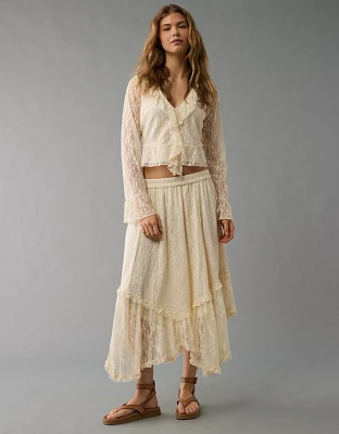 Robe longue à ourlet en pointes dentelle AE