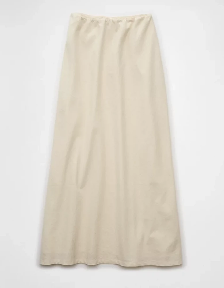 Jupe longue en mélange de lin à taille haute AE