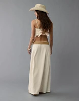 Jupe longue en mélange de lin à taille haute AE