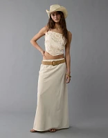 Jupe longue en mélange de lin à taille haute AE