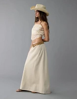 Jupe longue en mélange de lin à taille haute AE
