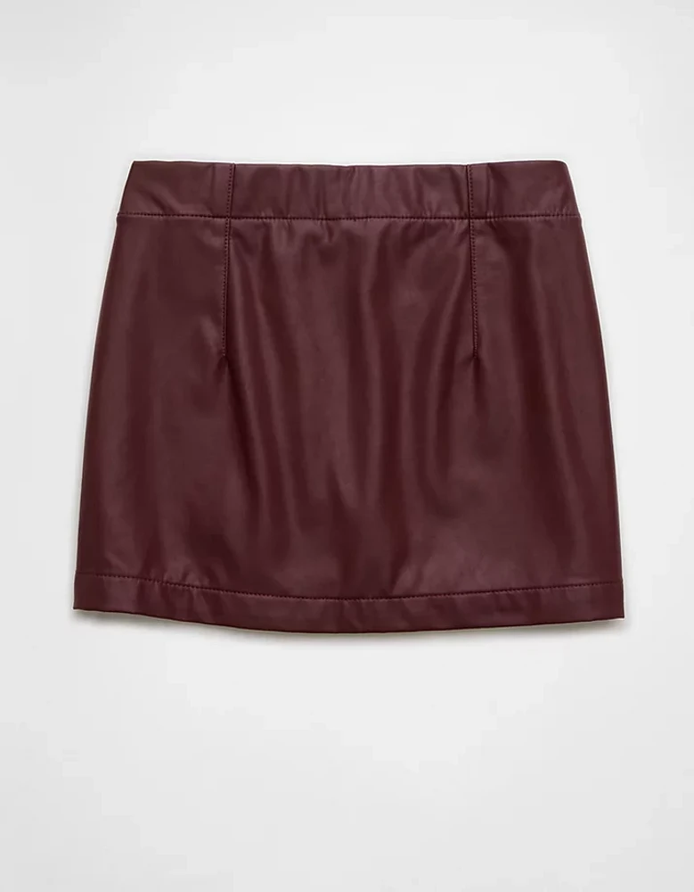 Jupe-short en cuir végétalien à taille haute AE