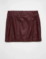 Jupe-short en cuir végétalien à taille haute AE