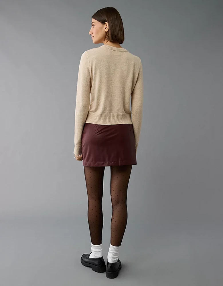 Jupe-short en cuir végétalien à taille haute AE