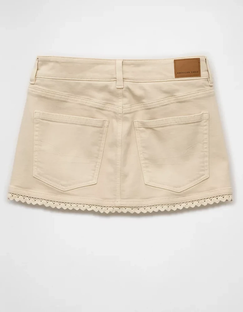 Jupe-short en denim au crochet à taille basse extensible AE
