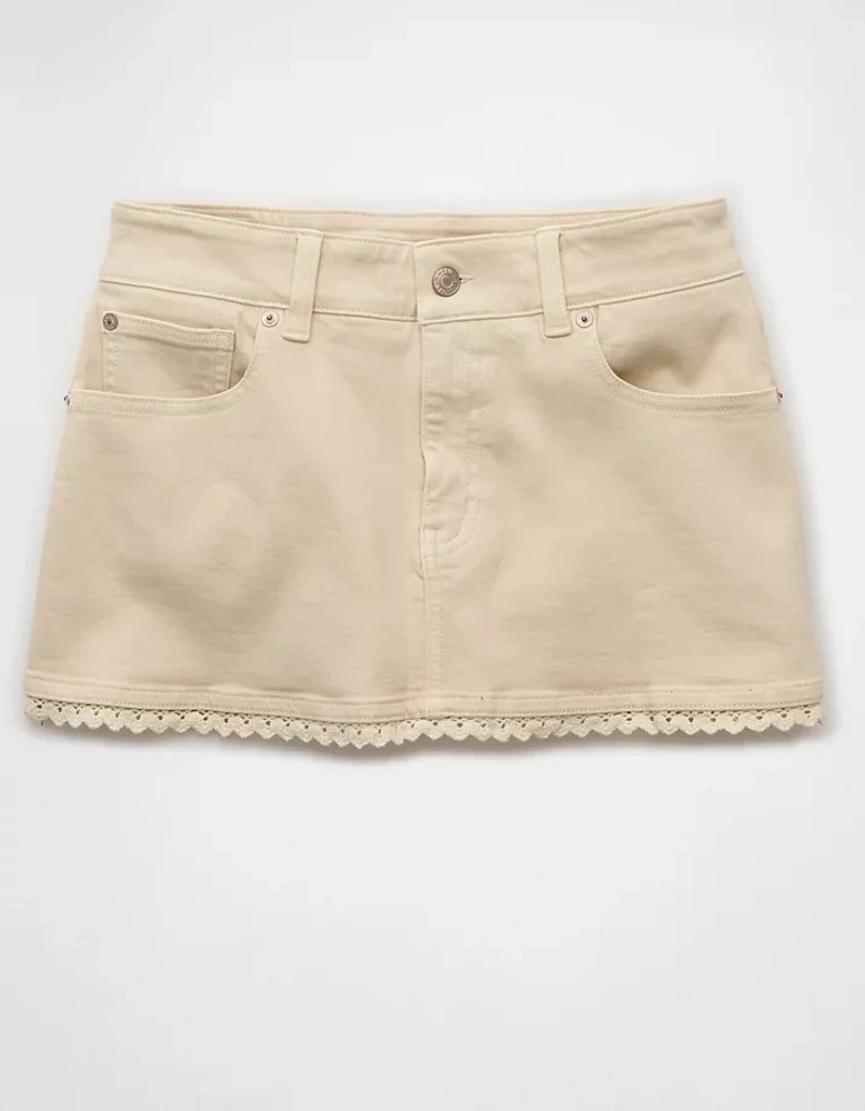 Jupe-short en denim au crochet à taille basse extensible AE