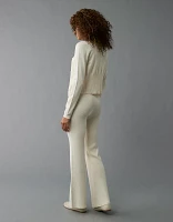 Pantalon de détente en tricot semi-évasé à taille mi-basse AE