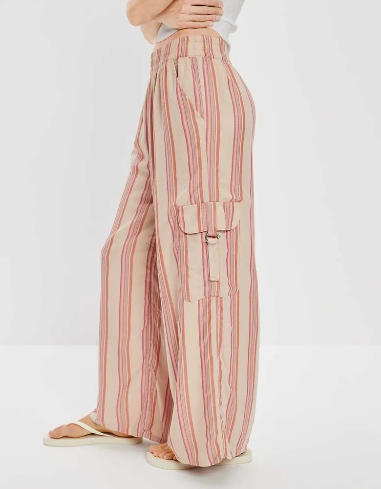 AE Super High-Waisted Striped Cargo Wide-Leg Pant