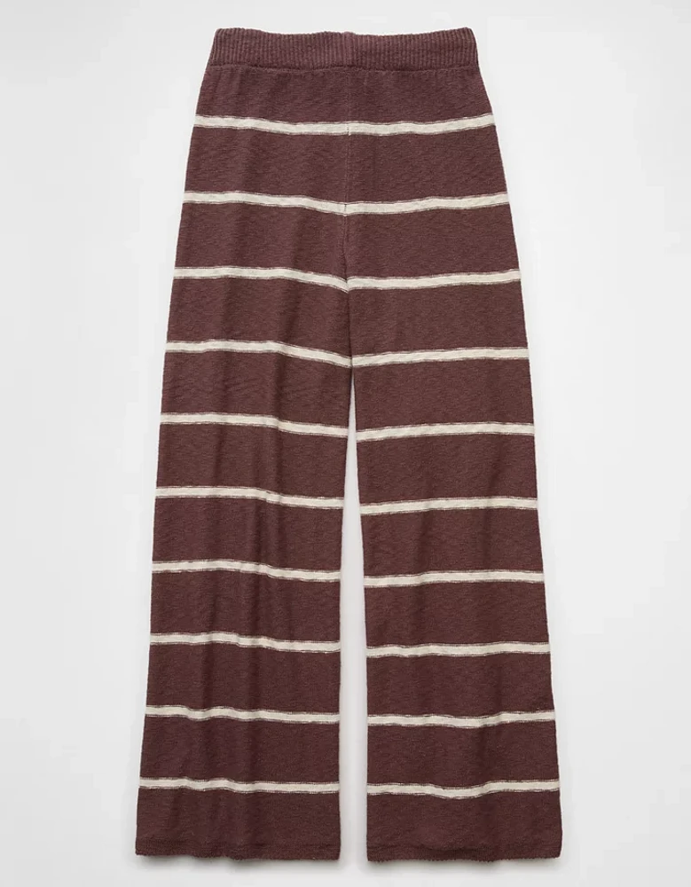 Pantalon rayé à jambe large en tricot AE