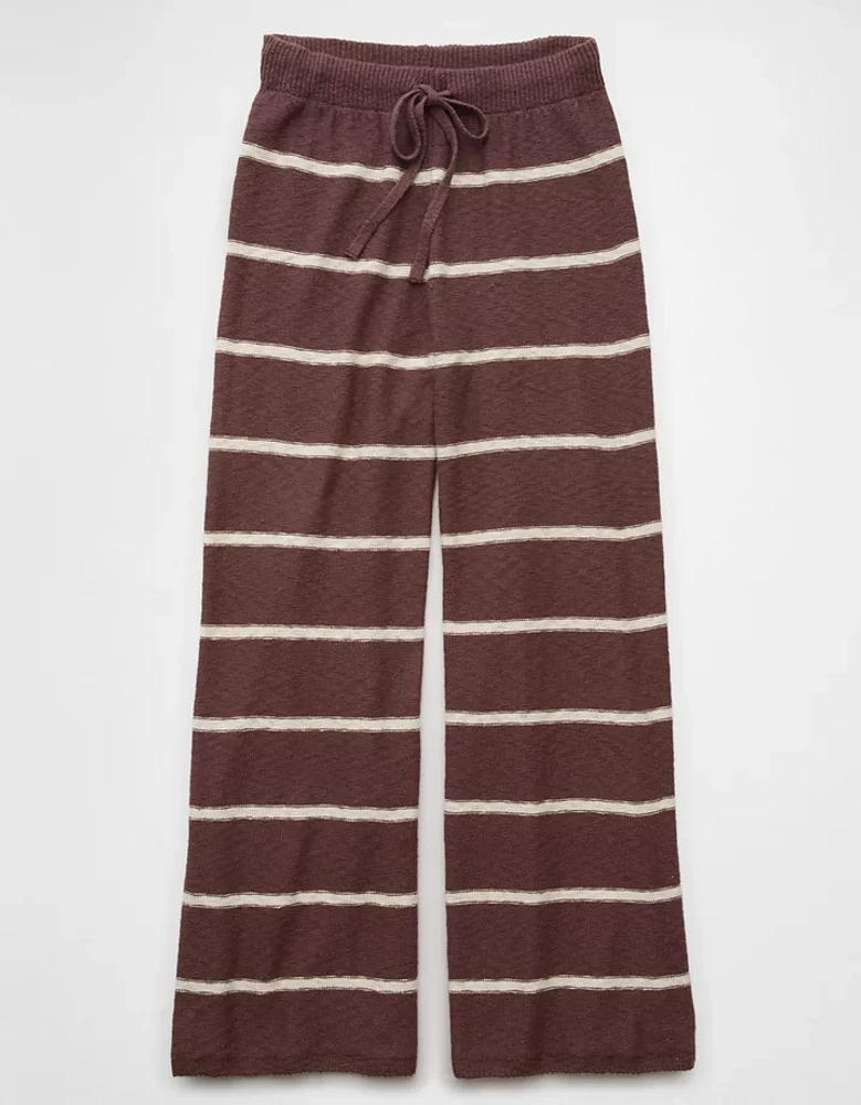 Pantalon rayé à jambe large en tricot AE
