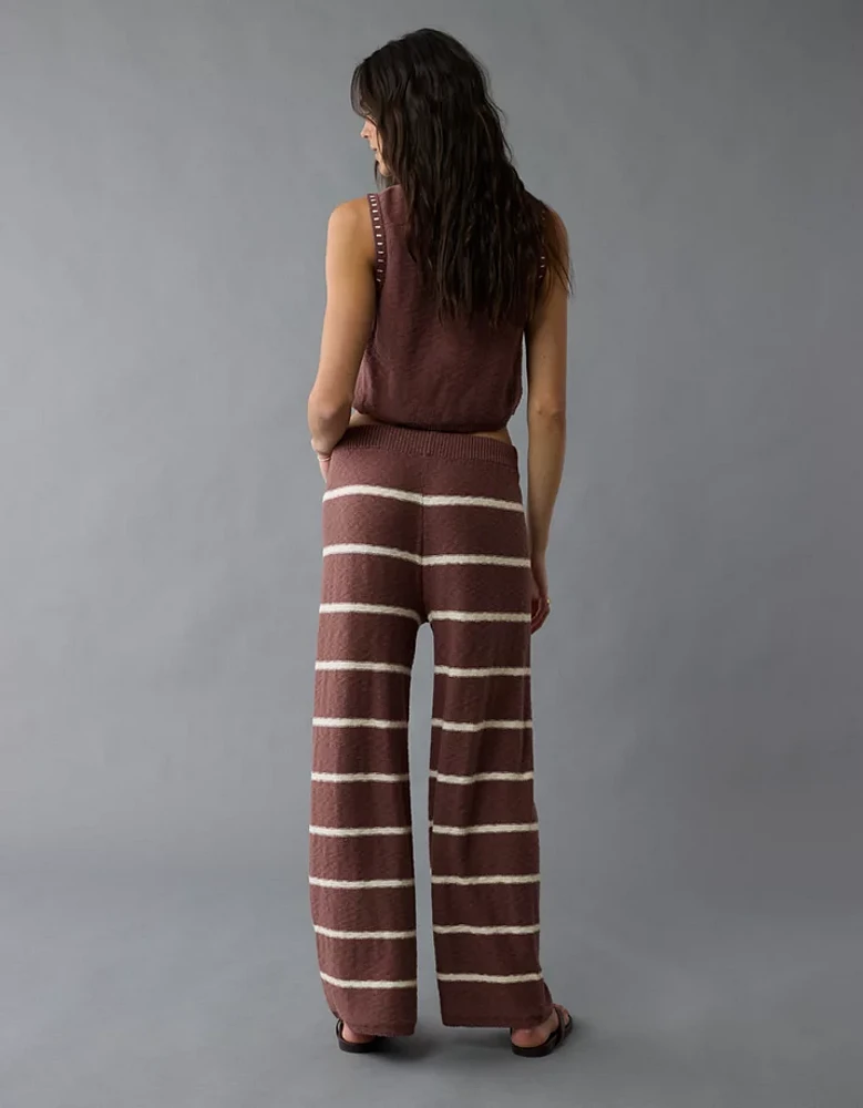 Pantalon rayé à jambe large en tricot AE