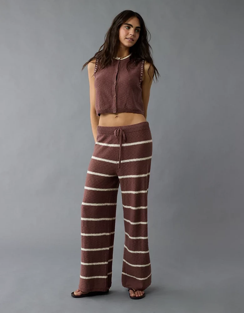 Pantalon rayé à jambe large en tricot AE