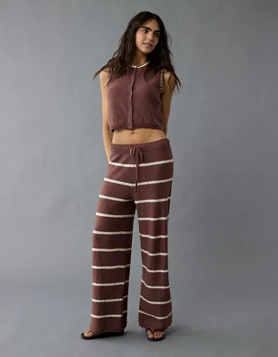 Pantalon rayé à jambe large en tricot AE