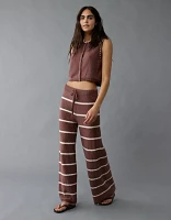 Pantalon rayé à jambe large en tricot AE