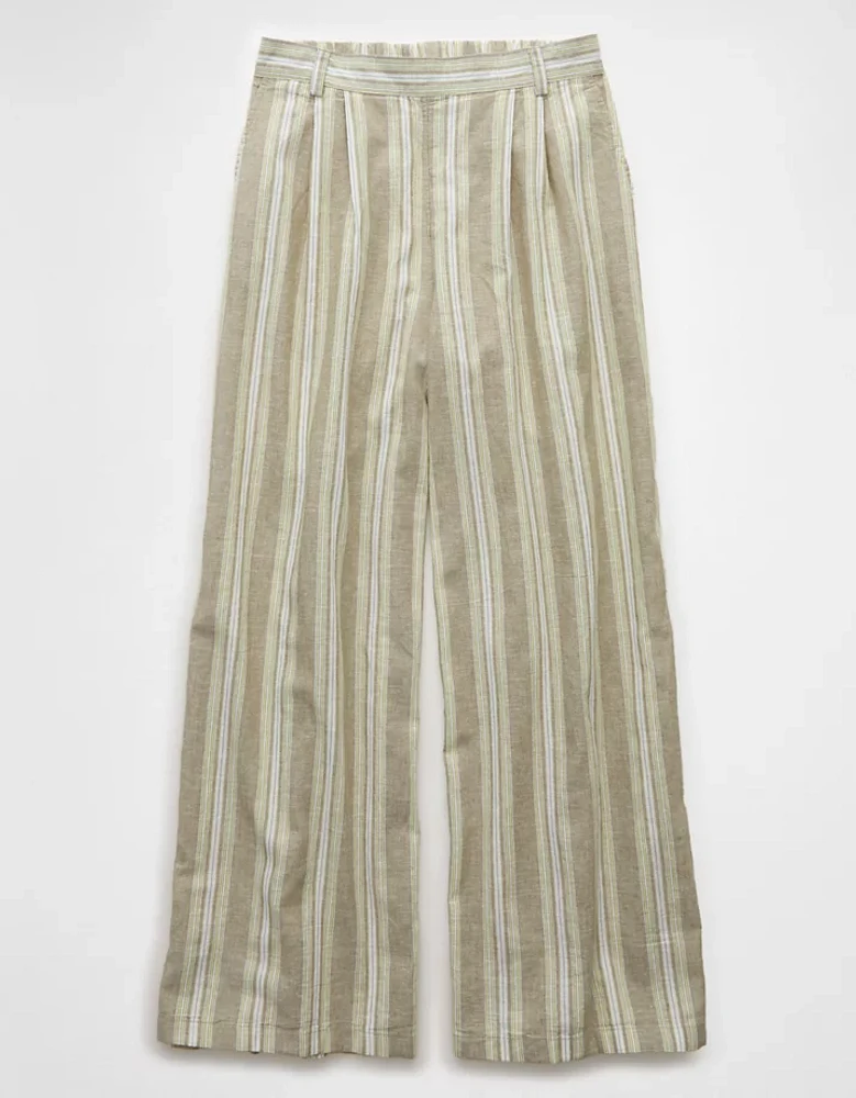 AE Linen-Blend High-Waisted Wide-Leg Pant