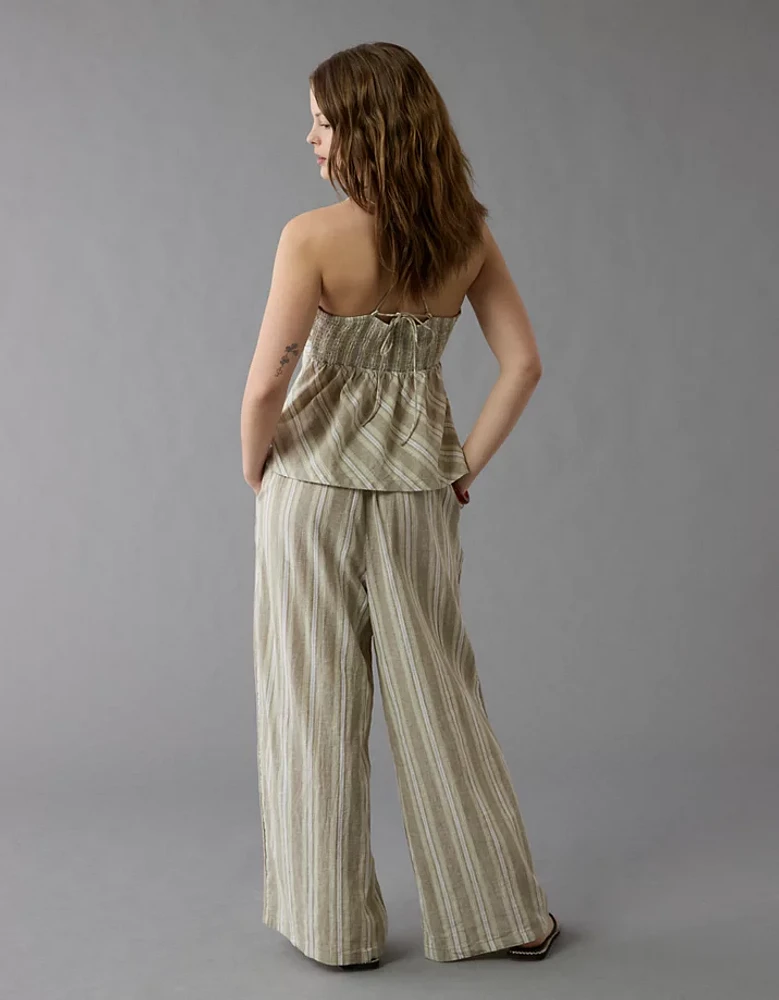 AE Linen-Blend High-Waisted Wide-Leg Pant