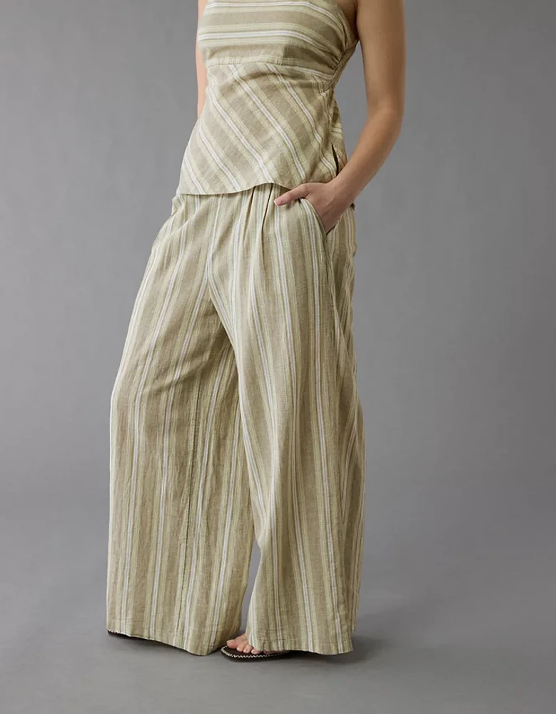 AE Linen-Blend High-Waisted Wide-Leg Pant