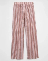 Pantalon à jambe large en mélange de lin taille haute AE