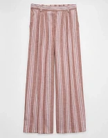 Pantalon à jambe large en mélange de lin taille haute AE