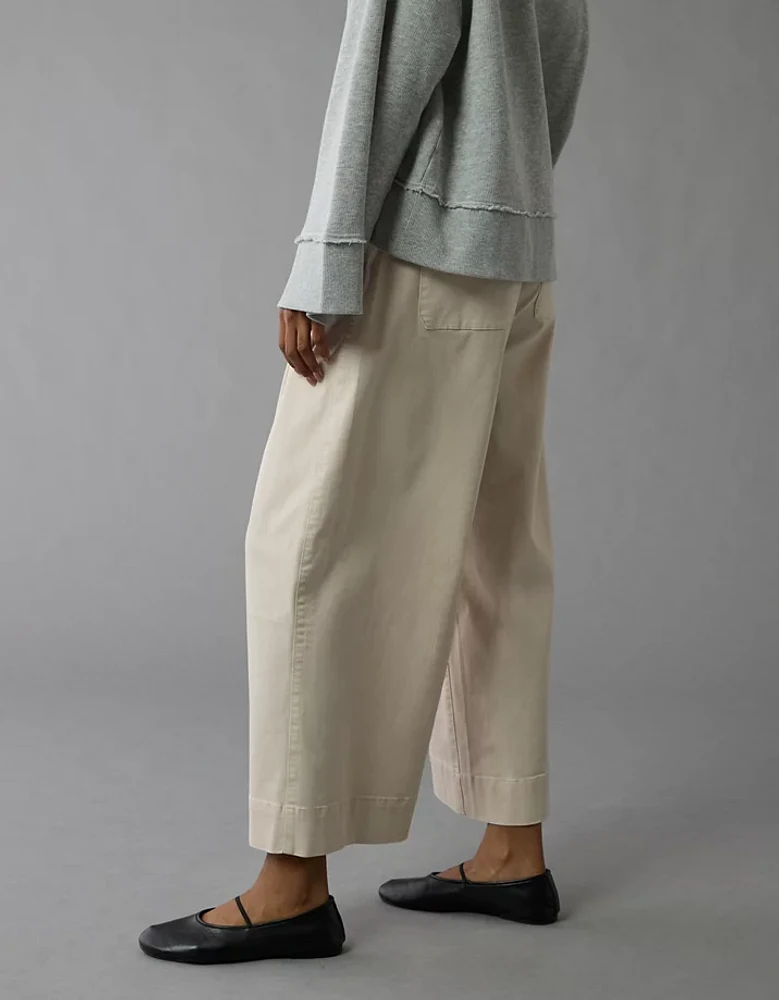 AE Stretch Paperbag Wide-Leg Crop Pant