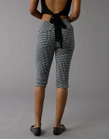 Pantalon capri à taille basse extensible en guingan AE