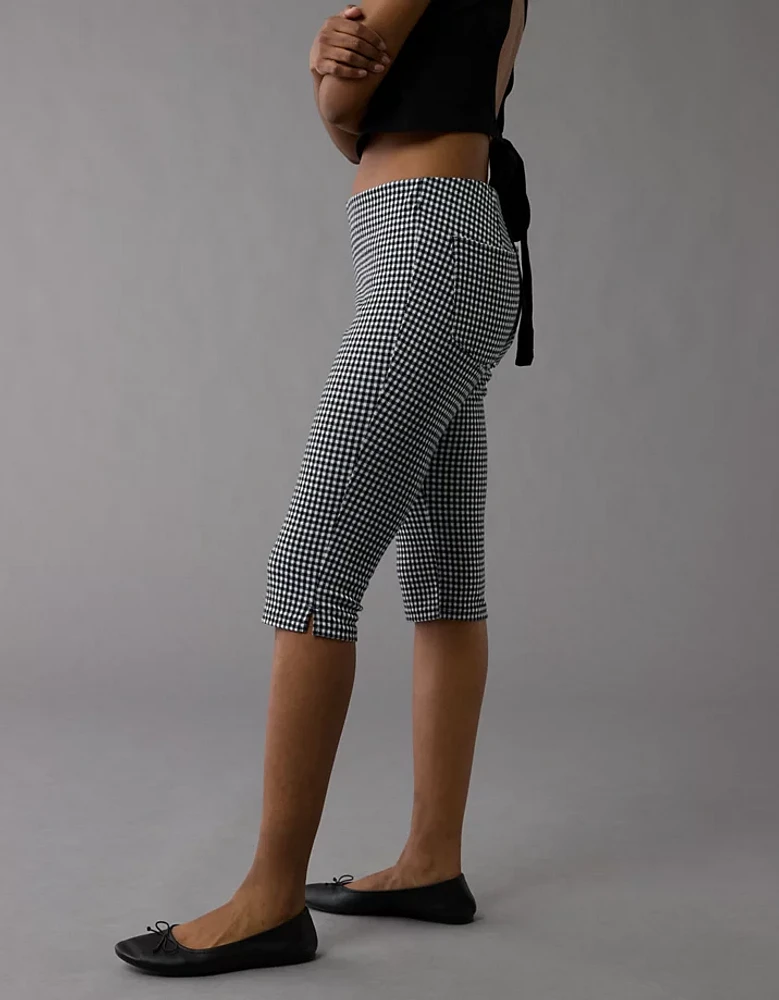 Pantalon capri à taille basse extensible en guingan AE