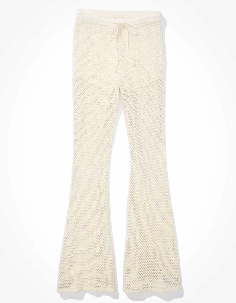 AE Super High-Waisted Crochet Flare Pant