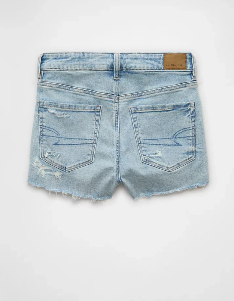 Short court en denim à taille très haute rapiécé Next Level AE