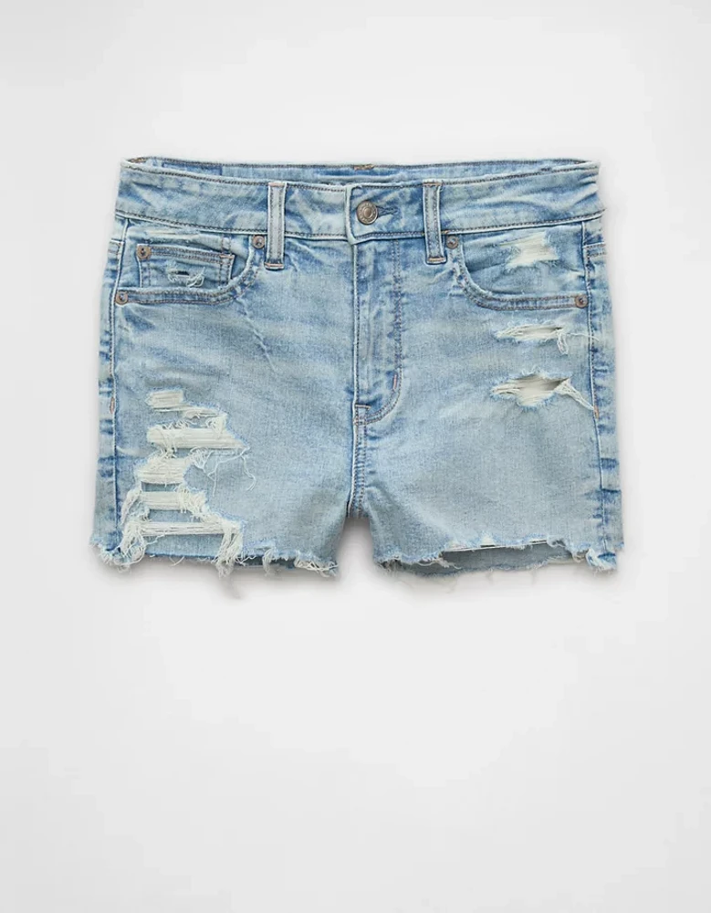 Short court en denim à taille très haute rapiécé Next Level AE