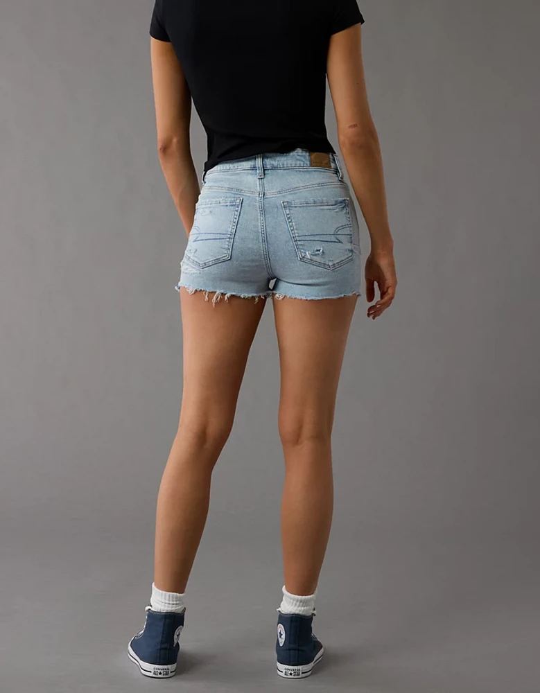 Short court en denim à taille très haute rapiécé Next Level AE