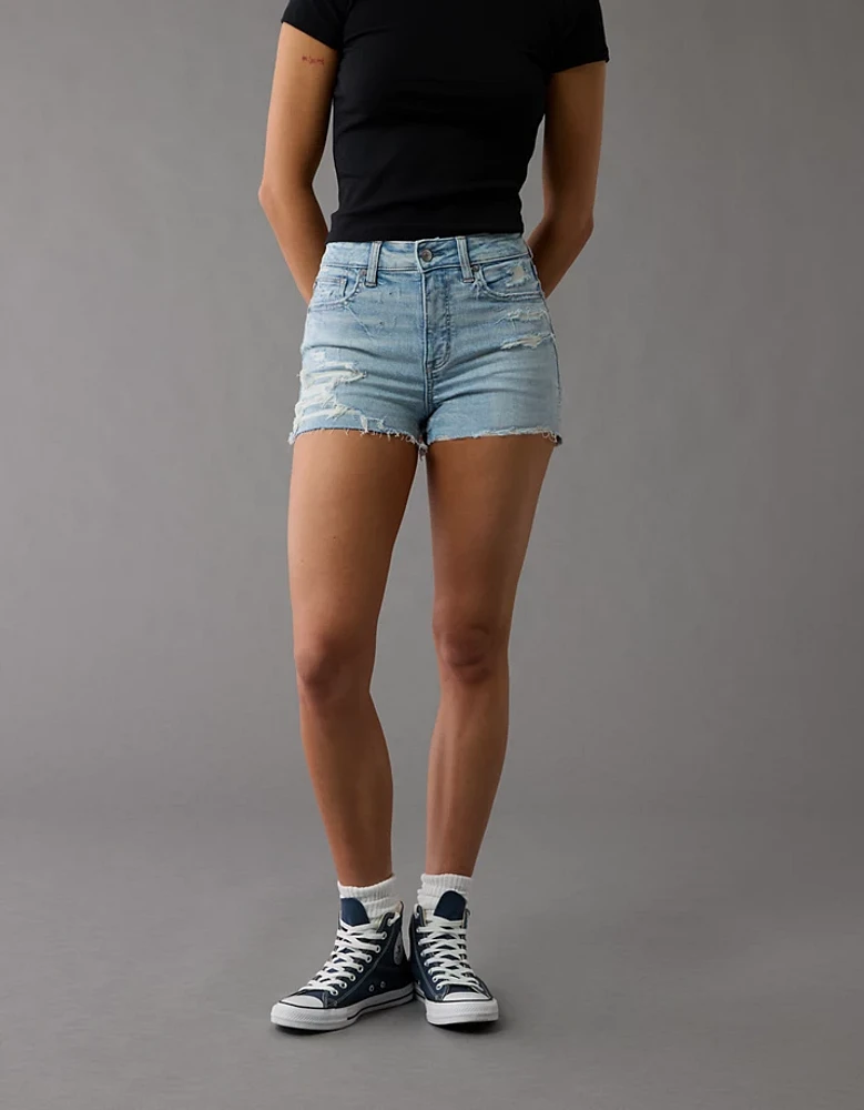 Short court en denim à taille très haute rapiécé Next Level AE