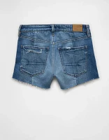 Minishort parfait en denim déchiré à contraste de couleurs extensible AE