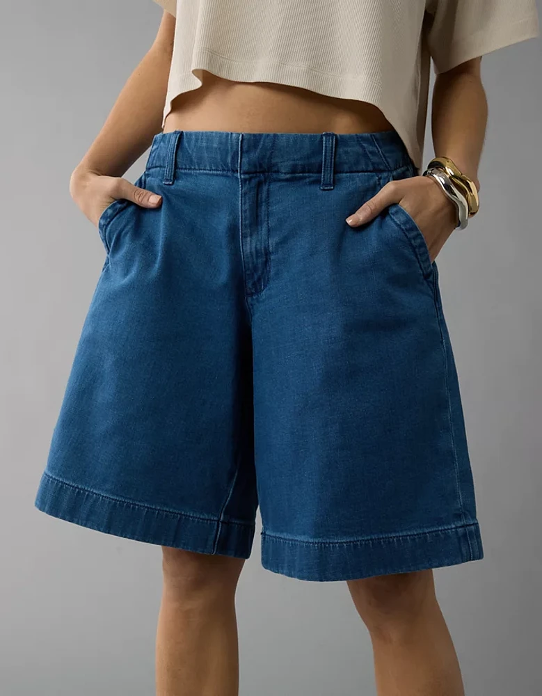 AE Stretch High-Waisted 11" Denim Trouser Short