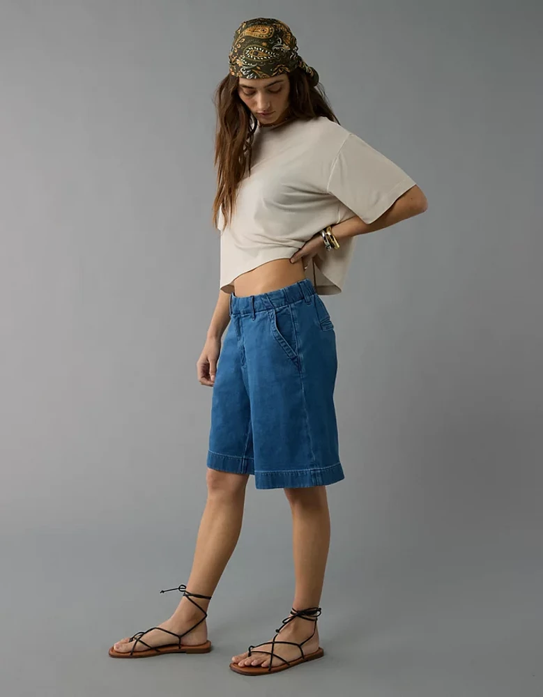 AE Stretch High-Waisted 11" Denim Trouser Short