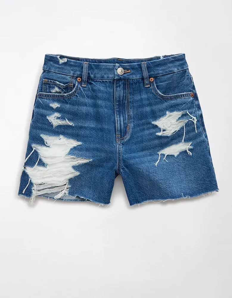 Short maman en rondeur déchiré denim extensible et rigide AE