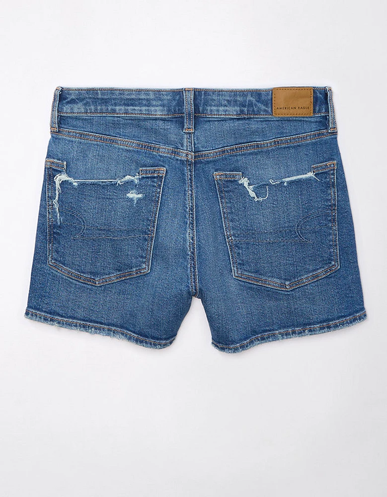 Short maman déchiré en denim extensible et rigide AE