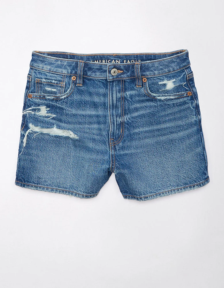 Short maman déchiré en denim extensible et rigide AE