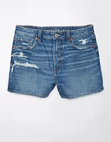 Short maman déchiré en denim extensible et rigide AE