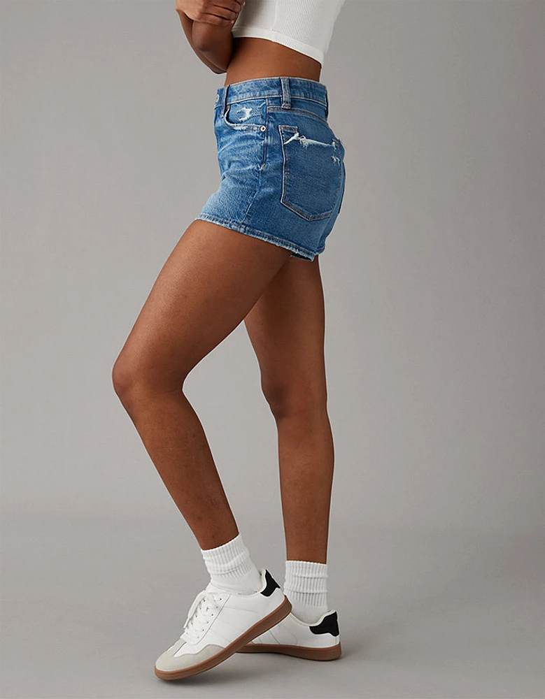 Short maman déchiré en denim extensible et rigide AE