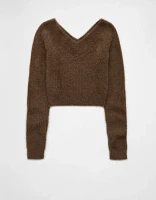 AE Cropped Open V-Neck Sweater