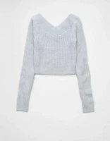 AE Cropped Open V-Neck Sweater