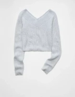 AE Cropped Open V-Neck Sweater