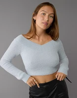 AE Cropped Open V-Neck Sweater