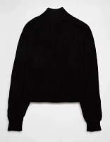 AE Cropped Mock Neck Quarter-Zip Sweater