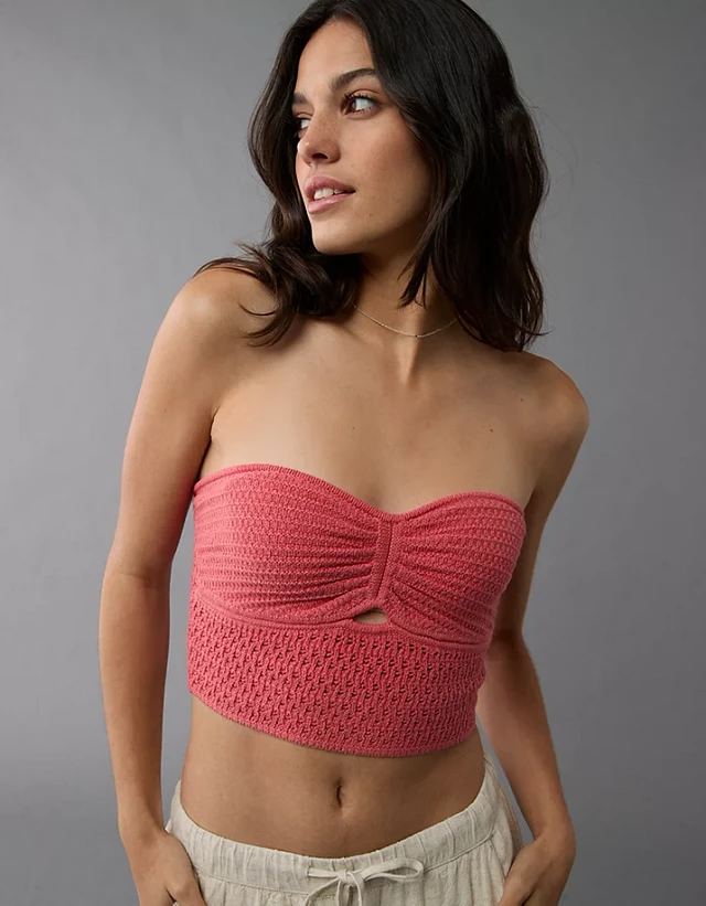 AE Cinch Front Crochet Tube Top | Liberty Center