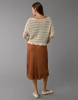 AE Boat Neck Bell Sleeve Crochet Sweater