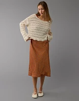 AE Boat Neck Bell Sleeve Crochet Sweater