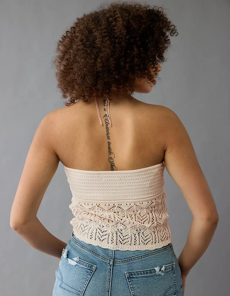 Bustier tubulaire à chevrons au crochet AE